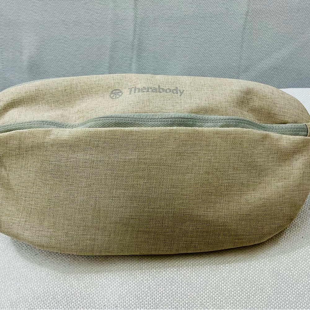 United Airlines Therabody Tan Travel Crossbody Bag with sleep mask